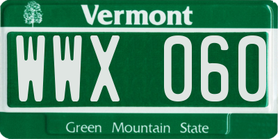 VT license plate WWX060