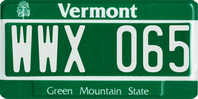VT license plate WWX065
