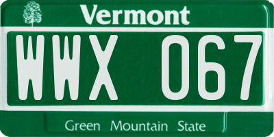 VT license plate WWX067