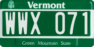 VT license plate WWX071