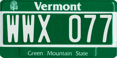 VT license plate WWX077