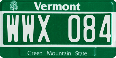 VT license plate WWX084