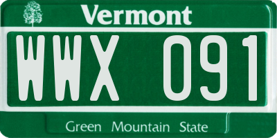 VT license plate WWX091