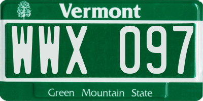 VT license plate WWX097
