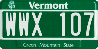 VT license plate WWX107