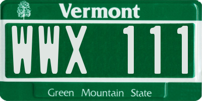 VT license plate WWX111