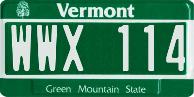 VT license plate WWX114