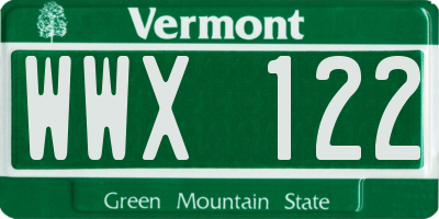 VT license plate WWX122