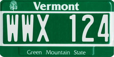 VT license plate WWX124