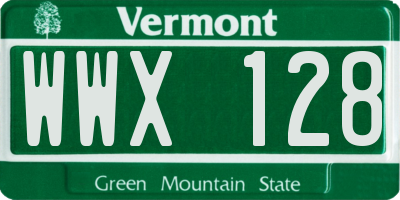 VT license plate WWX128