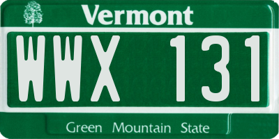 VT license plate WWX131