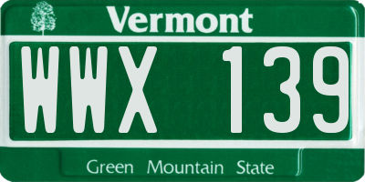 VT license plate WWX139