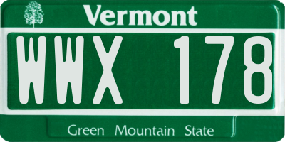 VT license plate WWX178