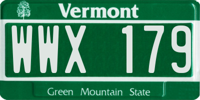 VT license plate WWX179