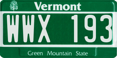 VT license plate WWX193
