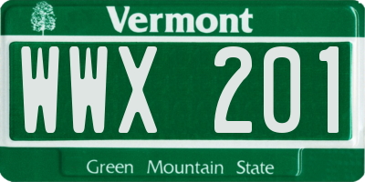 VT license plate WWX201