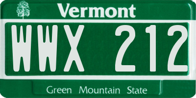 VT license plate WWX212