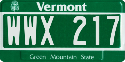 VT license plate WWX217