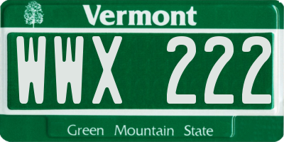 VT license plate WWX222