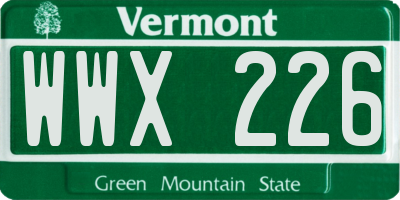 VT license plate WWX226