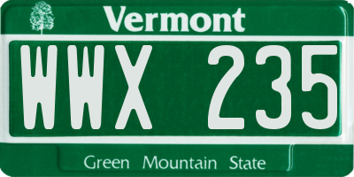 VT license plate WWX235