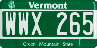 VT license plate WWX265