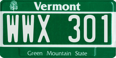 VT license plate WWX301