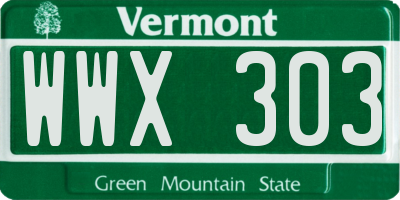 VT license plate WWX303
