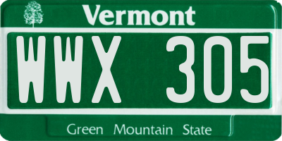 VT license plate WWX305