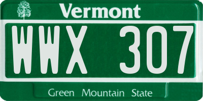 VT license plate WWX307