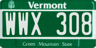 VT license plate WWX308