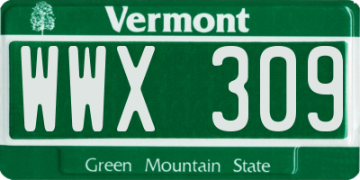 VT license plate WWX309
