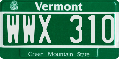 VT license plate WWX310