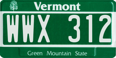 VT license plate WWX312