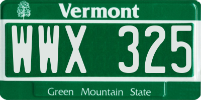 VT license plate WWX325