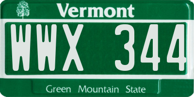 VT license plate WWX344