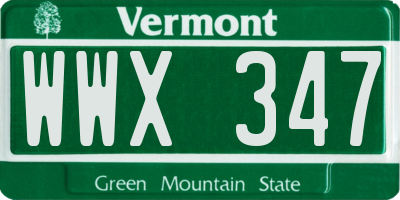 VT license plate WWX347