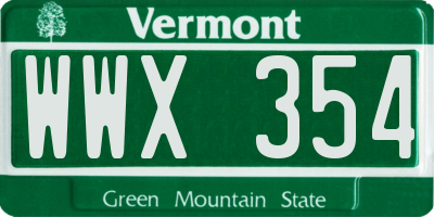 VT license plate WWX354