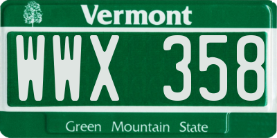 VT license plate WWX358
