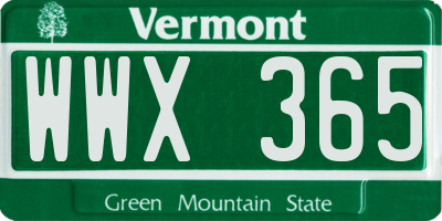 VT license plate WWX365