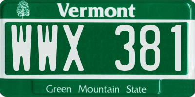 VT license plate WWX381