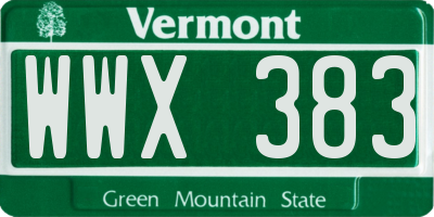 VT license plate WWX383