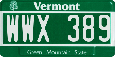 VT license plate WWX389