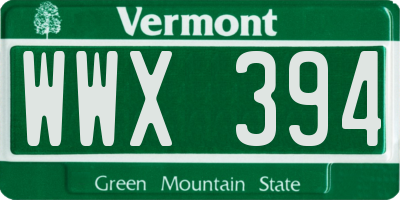 VT license plate WWX394