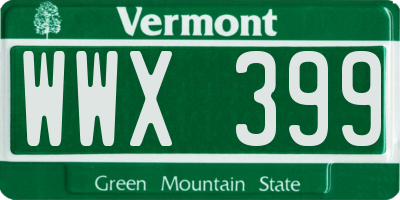 VT license plate WWX399