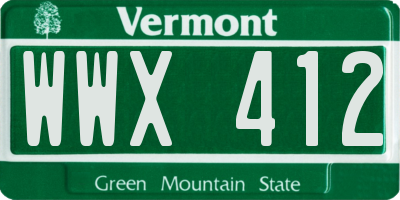 VT license plate WWX412