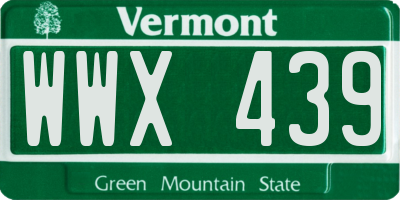 VT license plate WWX439