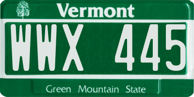 VT license plate WWX445