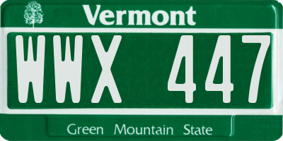 VT license plate WWX447
