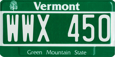 VT license plate WWX450